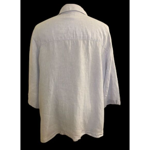 Sigrid Olsen 100% Linen Lt. Blue/Chambray Top 2X Tunic Plus Size - Picture 8 of 13